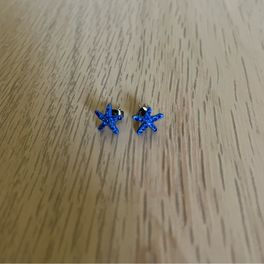 Blue Starfish Stud Earrings